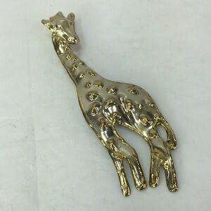 Vintage giraffe pin brooch pendant Mexico silver gold tone 5” long
